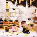 Qunclay 30 Pieces Mini Graduation Cap Black Hats with Gold Tassels Plastic Grad Cake Pops Cover Toppers for Graduation Party Decorations