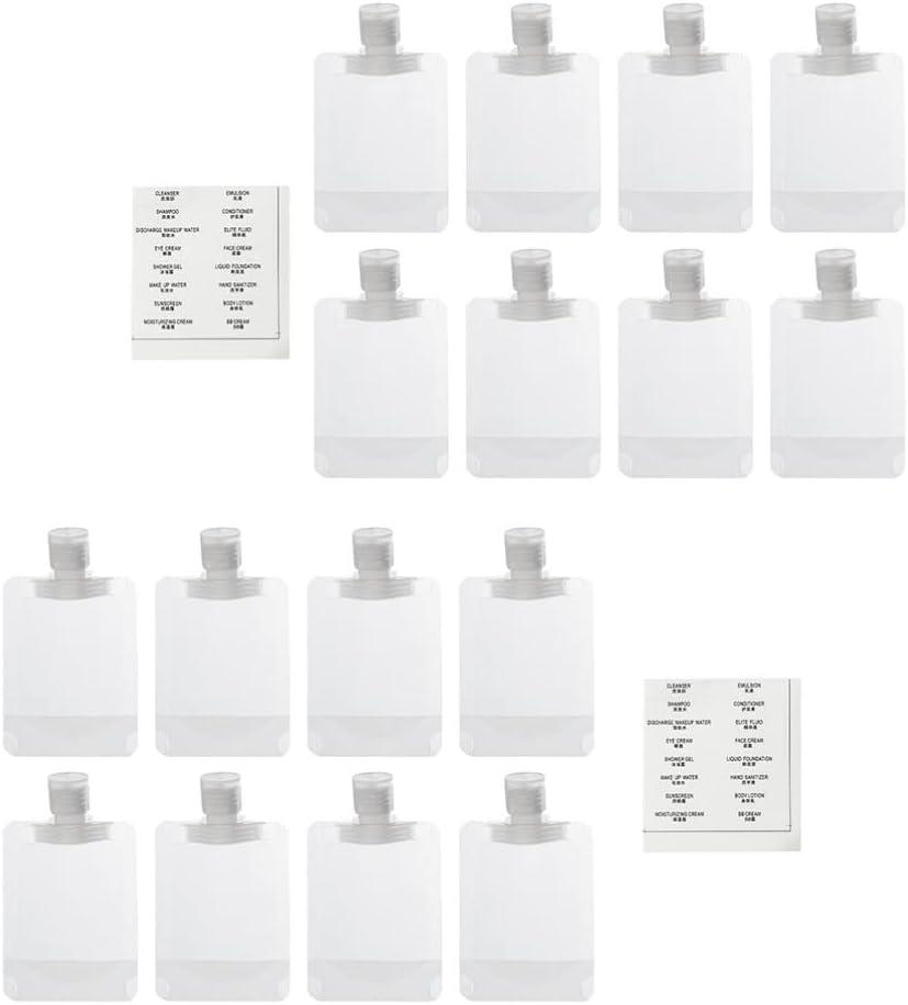 Travel Refillable Lotion Bags Set 15Pcs Empty Squeeze Containers for Shampoo Conditioner Creams Toiletries Skin Care Sample Storage (17pcs 50ml)