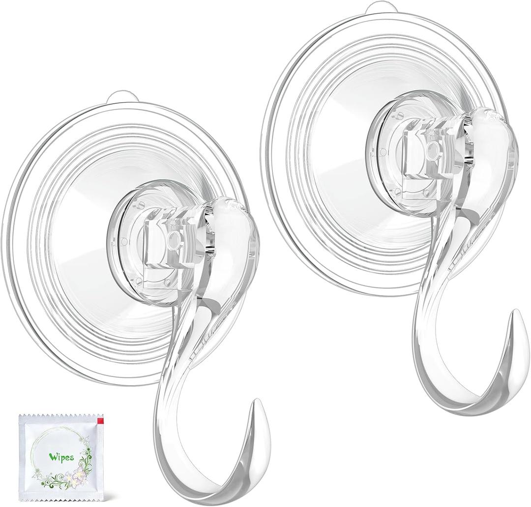 VIS'V Wreath Hanger, Large Suction Cup Wreath Hooks with Wipes, Heavy Duty, 22 LB Capacity, Removable and Reusable, Clear, 8 Pcs