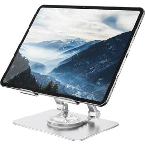 Orlian Tablet Stand Adjustable with 360 Swivel Base Aluminum Tablet Stand Holder for iPad/Samsung/iPad Pro Air Mini/Galaxy/Switch, Sliver (Silver)