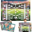 Planetgreen 2026 World Cup Poster Set, Soccer Schedule & 48 Team Bracket Wall Chart, 2 Pack 23.6 x 16.9 Inch PVC, Dry Erase Tournament Tracker, Football Wall Decor Gifts for Soccer Fans