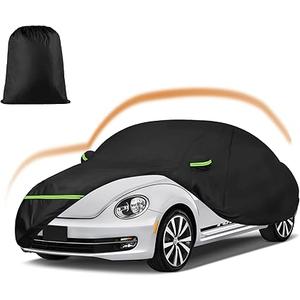 Car Covers for 1998-2023 Volkswagen New Beetle Sedan 2-Door, 210T All Weather Protection Custom-fit Beetle Waterproof Car Cover, w/Zipper Door and Cotton Lining, Rainproof, Dustproof and UV Proof