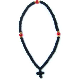 Handmade Blessed Christian Orthodox Komboskoini Prayer Rope 100 Knots Wool Pentant Black 2