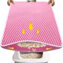 Double-Layer Cat Litter Trapper Mat - Heavy Duty Anti-Tracking Litter Box Mat with Deep Grooves & Waterproof Bottom - Stops Mess, Easy Clean (Pink,L)