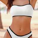 Women's High Waisted Bikini Sets Two Piece Swimsuits for Women Sporty Color Block Cheeky High Cut Bathing Suits 2024 XL
