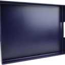 SforGUVA Navy Blue Serving Tray for Coffee Table, Rectangular Plastic Decorative Tray with Handles for Entertaining, Outdoor Patio, Living Room, Ottoman, Bathroom Counter, 11.8”*15.7”*1.6”