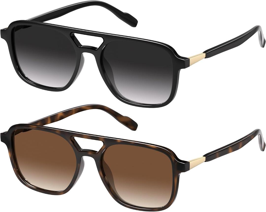 Retro Aviator Sunglasses for Women Men:Polarized Trendy Rectangle Womens Mens Shades Sun Glasses