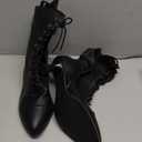 LanreyTaley Victorian Boots for Women Vintage Granny Boots Renaissance Ankle Boots Low Heel Lace Up Booties with Zipper (7.5, Black)