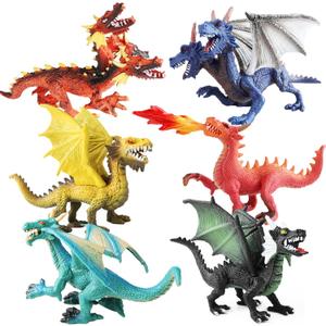 EOIVSH Dragon Toy Figures - Ancient Flying Dragon Figurines, Mythical Action Figure Kid Toys, Girls and Boys Ages 3 and Above, Pack of 6