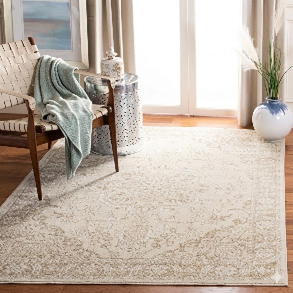 SAFAVIEH Victoria Collection VIC902N Oriental Medallion Non-Shedding Living Room Dining Bedroom Area Rug 12' x 16 Ivory 