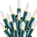 Minetom Clear Christmas String Lights 100 Count 25 Feet Incandescent Bulb Mini Lights for Indoor Xmas Tree Garland Birthday Wedding Party Festival Decoration, Green Wire (Clear Warm White)