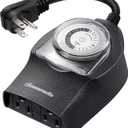 DEWENWILS 1 Pack Mechanical Light Timer for Outdoor Lighting, 24-Hour Plug in Timers, Heavy Duty Programmable Timer Switch with 2 Grounded Outlets for String Lights, 15A 1/2HP UL Listed