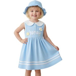Toddler Girl Dress Baby Girls Button-up Polo Uniform Dresses 2 Pieces Summer Tennis Ruffle Sleeve Clothes Size 2T-8T