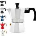 GROSCHE Milano Moka Pot | 3 Espresso Cup - 5 oz | Stovetop Espresso Percolator & Coffee Maker Portable, Ideal for Home and Camping, 3 espresso cups, Silver