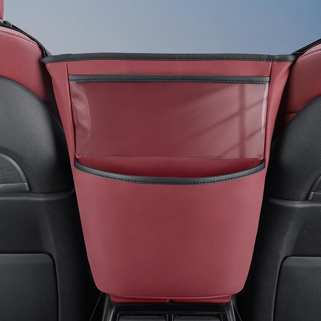 Car Handbag Holder Between Seats, Car Organizer for Center Armrest Box, Car Storage Bag Pocket, Purse Holder for Storage, Compatible with Most (red)