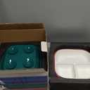 BABELIO 8'' Toddler Porcelain Plates with Silicone Suction Sleeves, Lead & BPA Free, Divided, Microwave & Dishwasher Safe, Stay Put, Suitable for Kids/Babies, 3 Pack (1-Blue/Grayish Purple/Silver Gray)