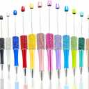 12Pcs Beadable Pens Bulk Diamond Ballpoint Pens Multicolor Retractable Writing Pens Bead Pens DIY Focal Beads Pens Making Kit Gifts for School Office Teacher Staff Students