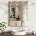WEER Black Bathroom Mirror 22X30 Inch, Rounded Rectangle Matte Black Bathroom Vanity Mirror, Black Metal Framed Mirror for Wall, Tempered Glass, Anti-Rust, Hangs Horizontal or Vertical