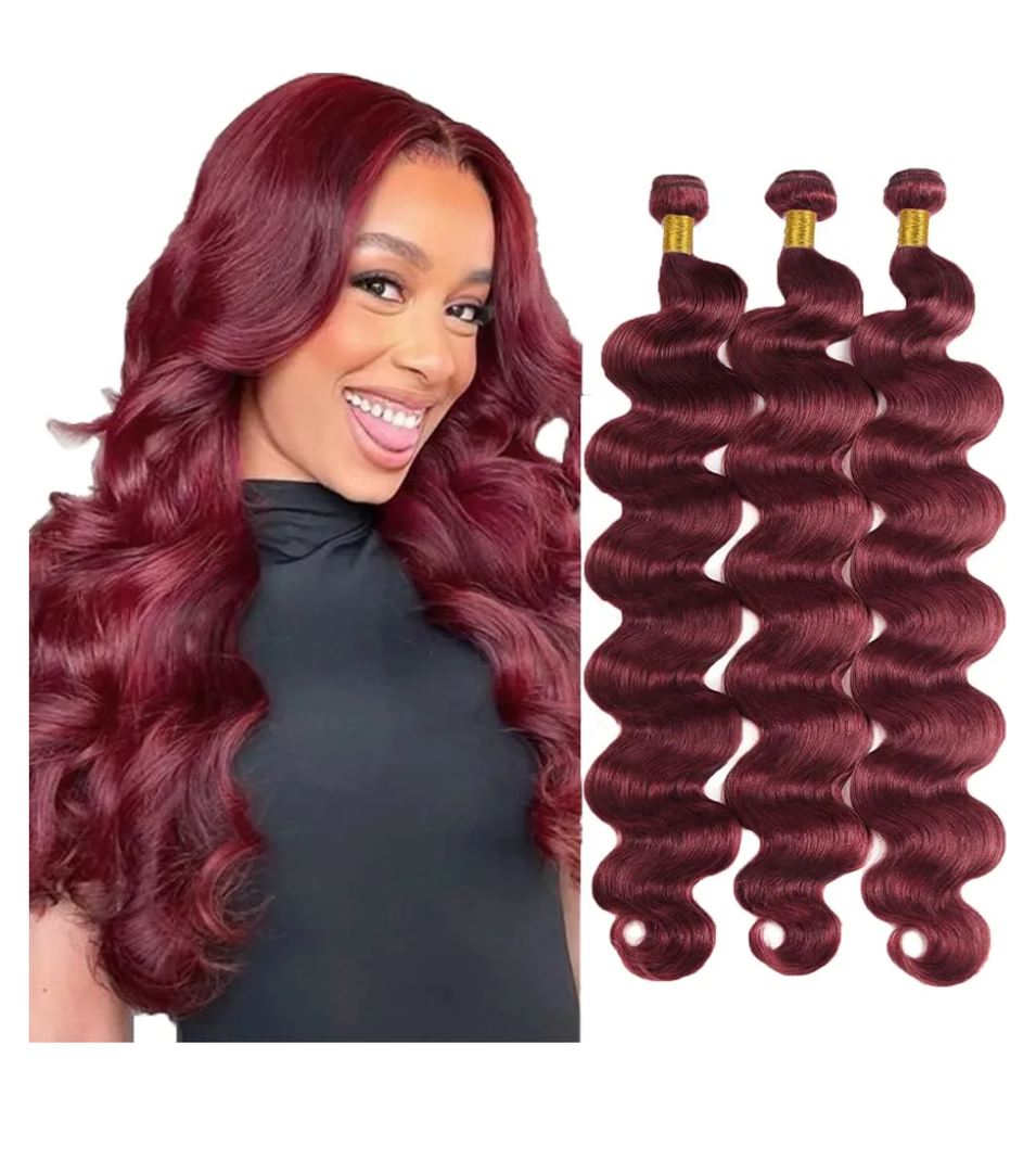 #99J Burgundy Bundles Human Hair Body Wave Bundles 20 22 24 Inch Wine Red Bundle Human Hair Extensions Unprocessed Virgin Remy Hair 3 Bundle 50 Gram Per Bundle