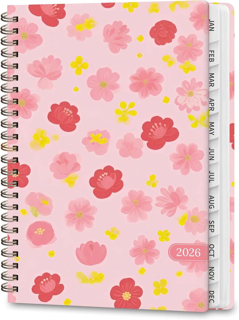 4 x 2026 Planner, Weekly and Monthly Calendar Planning Book, Jan 2026 - Dec 2026, Academic Agenda Planner for School Supplies and Office Desk Accessories - A5 (6.3" x 8.5") (Flower)