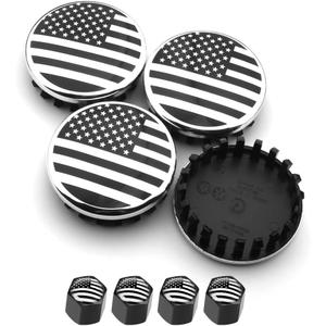 4Pcs for Chevrolet 3.25 in 83mm Black American USA Flag Wheel Center Caps Covers HubCap fit Most 18"&20"&22" Rims for Suburban Silverado Tahoe & GMC Sierra Yukon Denali 22837060 9596403 (Silver)