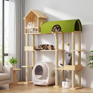 60'' Cat Tree for Automatic Litter Box, for Heavy Cats up to 22lbs