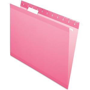Pendaflex Reinforced Hanging File Folders, Letter Size, Pink, 1/5 Cut, 25/BX (4152 1/5 PIN)