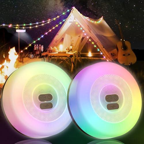 Camping String Lights 33FT, 2 in 1 RGB Rechargeable Camping Lights for Christmas Fairy Lights, 7 Modes, Waterproof, Portable Camping Lantern for Outdoor,Tent, Hiking,Yard Decoration Colorful