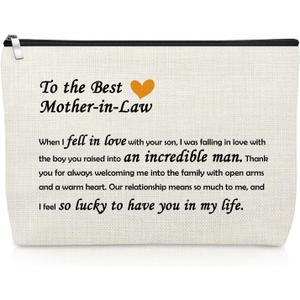Mother in Law Gifts from Daughter Mom Makeup Bag Future Mom Gifts Mother in Law Wedding Present Cosmetic Bag Christmas Birthday Thanksgiving Day Present for Bonus Mum Travel Zipper Pouch