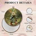 FUGWN Vintage Easter Bunny Round Wall Art Decor Framed, Rustic Farmhouse Bunny Canvas Artwork Prints, Cottagecore Landscape Rabbit Wall Hanging Decorations for Home Bedroom Living Room, 10x10 Inch