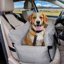 Dog Car Seat for Small/Medium Dogs Under 40 lbs - Elevated Pet Seat with Safety Belt, Non-Slip Base, and Storage Pockets for Car Travel,Navy