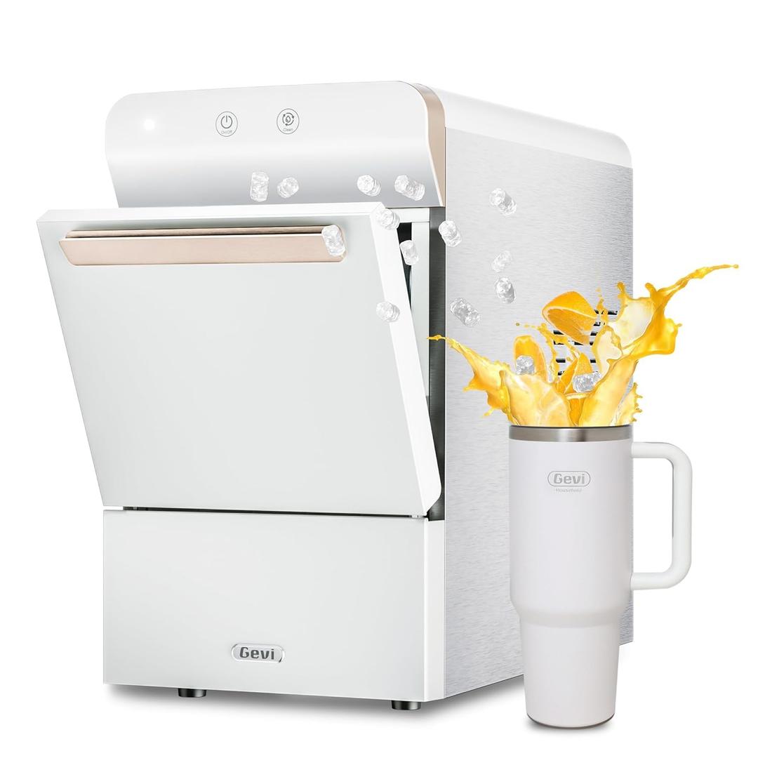 Gevi V2.0 Nugget Ice Maker Countertop 30lbs/24H, Pellet Ice Makers with Self-Cleaning & Energy-Efficient, Chewable Pebble Ice Machine for Home, White (17.3"D x 9.7"W x 16.7"H)