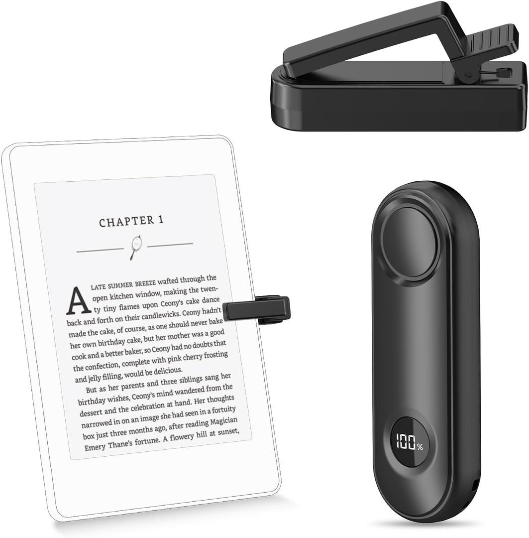 PageTurner Remote Control Page Turner for Kindle Paperwhite Oasis Kobo eReaders, Page Turner Clicker for ipad Tablets Reading Novels with LCD Power Display, Black
