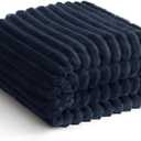 Soft Navy Blue Queen Size Blanket for Bed - 300GSM Cozy Bedding Fleece Blanket for Men, Large Lightweight Sofa Couch Cover Bed Blankets for Her Him, Home Room Decor, Navy Blue, 90x90 Inches