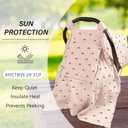PRIMLECT Car Seat Cover Baby, 100% Muslin Baby Car Seat Cover, 3 in 1 Carseat Cover, Carseat Cover for Baby Easy to Get in & Out (Sun)