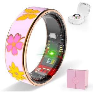 Smart Ring Men & Women Ring Sleep Tracker Pedometer Long Battery Life No Subscription Fee, IP68 Waterproof(Pink, 8)