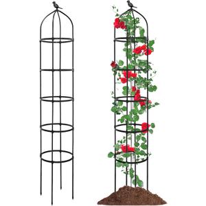 6.7FT Garden Obelisk Trellis for Climbing Plants,81Metal Plant Support Tower,Heavy Duty Thickened Tube,Rustproof Black Vine & Flower Stand for Outdoor Indoor Use