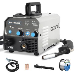 AZZUNO MIG Welder,Flux Core Welder Machine 110V 130Amp, Gasless MIG Welding Machine IGBT Inverter Welder Portable Wire Feed Welder (110V)