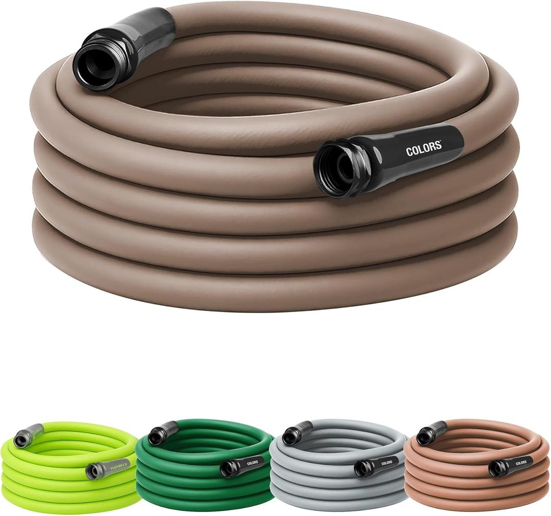 Flexzilla Colors Garden Hose 5/8 in. x 50 ft., Lightweight All-Weather Water Hose, Durable and Flexible, Leak-Free Connections, Brown Mulch