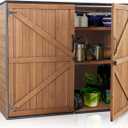 Outdoor Storage Cabinet, Small Garden Shed, Outside Vertical Shed with Waterproof Roof, 33.3 cu.ft for Garden, Garbage Can, Bike, Tool