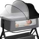 Bassinet Cover for Cats - Blackout Breathable Mosquito Net for Baby Bedside Sleepers & Travel Cribs, 2-Way Zipper Bug Canopy Tent to Block Light & Keep Cats Out (Black-Small)