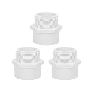 Lswteiz 3Pack 2" PVC Male Adapter Pipe Fittings, 2Way PVC Hose Adapter Coupling with 2Inch Male Hose Thread, Schedule 40, White