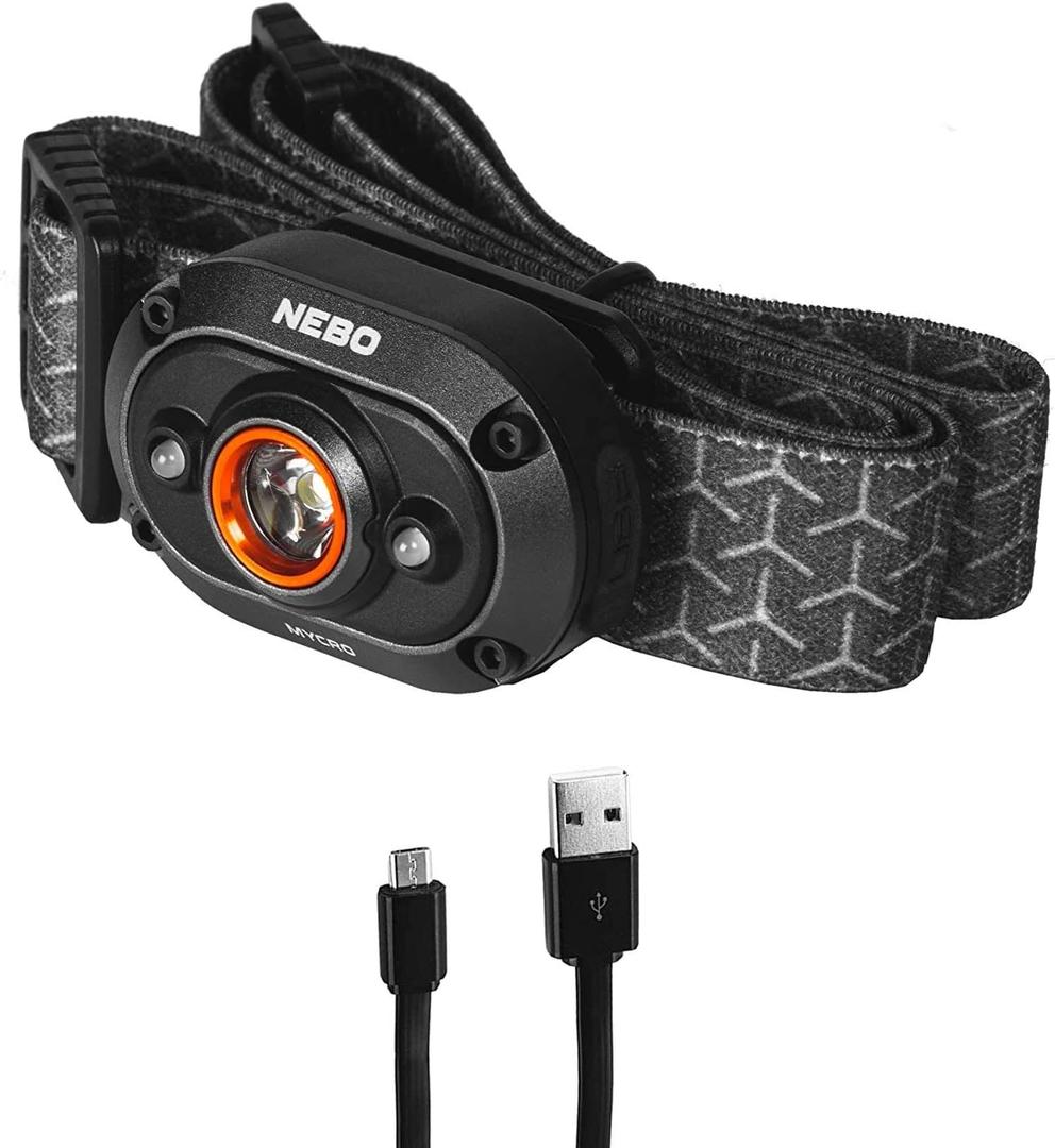 NEBO MYCRO 400 Rechargeable Headlamp | 400 Lumens, 6 Light Modes, Water Resistant, Detachable Hat Clip, Super Bright Head Lamp for Camping & Hiking, Includes Micro USB Charging Cable