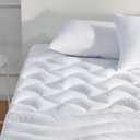 SLEEP ZONE Full Size Cooling Mattress Topper for Double Bed, Premium Zoned Cool Mattress Pad Cover, Padded Mattress Protector Breathable Washable, Deep Pocket 8-21" (White, Full)