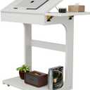 C-Shaped End Table, Solid Wood Rolling Side Table with Lockable Wheels, Couch Tables with Adjustable Desktop &Multi-functional Folding Tray, Small Side Table for Couch, Living Room, Bedroom Tall 30", 23.6" D X15.6" W X30" H