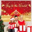 Joy to The World Backdrop for Christmas Red 8x6FT Xmas Snowflake Jesus Photography Background Winter Holiday Party Decorations Supplies Portrait Photo Props