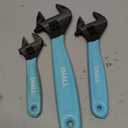 SHALL 3-Piece Adjustable Wrench Set, 10/8/6 Inch Cr-V Steel Wrench with Cushion Grip, Wide Jaw Black Oxide Wrench with Laser-etched SAE Scales for Home, Garage, Workshop and DIY (Blue)