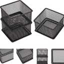 Annova Mesh Stackable Drawer Cabinet and Shelf Organizer Bins Storage Basket School Office Supply Holder Tray- Set of 2 (Black, 3x3x2 Inch)