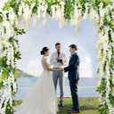dallisten Wisteria Artificial Flowers Garland, 4Pcs 7.2Ft/Piece Silk Fake Wisteria Vine Kit, Hanging Flower for House Outdoor Garden Ceremony Outside Wedding Arch Floral Decor (4, White)