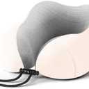 Neck Pillow for Traveling,Premium Memory Foam Travel Neck Pillow for Airplane,Soft Smooth & Breathable Cover,Adjustable Headrest Sleep Flight Pillow for Plane,Car,Office and Home,Light Pink